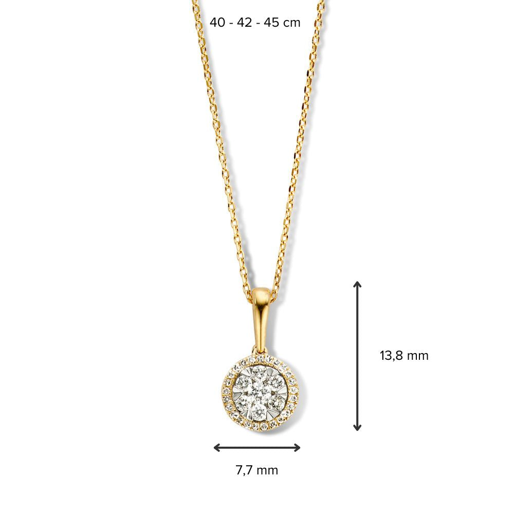 Collier en Or Jaune avec Pendentif en Diamant en Sertissage Invisible 0.23 crt