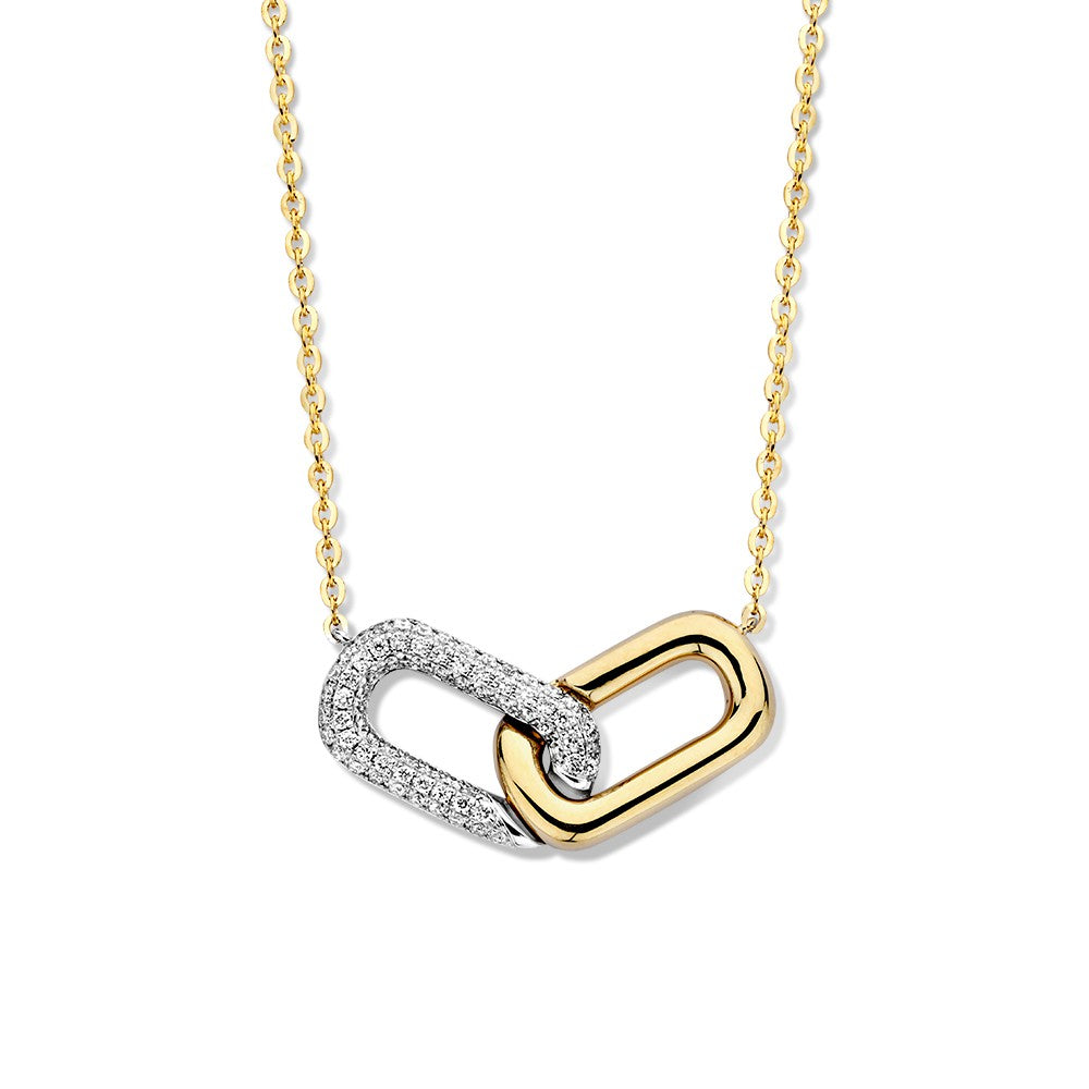 Collier en or jaune avec pendentif en diamant de 0,26 crt H/SI-1, forme de maillon.