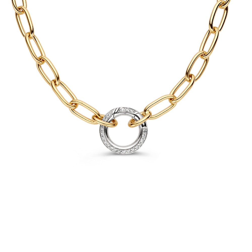 Collier en or jaune avec fermoir à ressort en diamants 0.42 crt H/SI-1