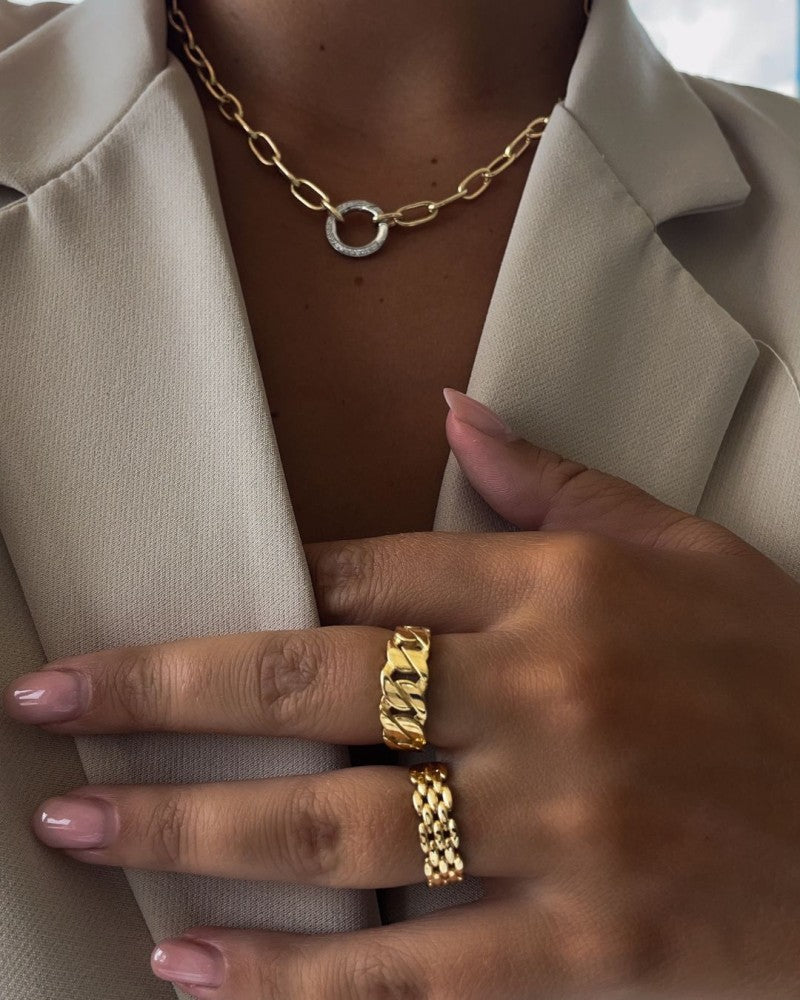 Collier en or jaune avec fermoir à ressort en diamants 0.42 crt H/SI-1
