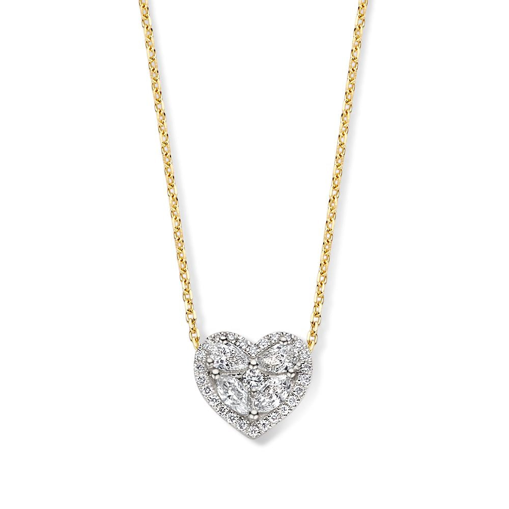 Collier en or jaune avec pendentif en forme de cœur orné de diamants, 0,50 ct.