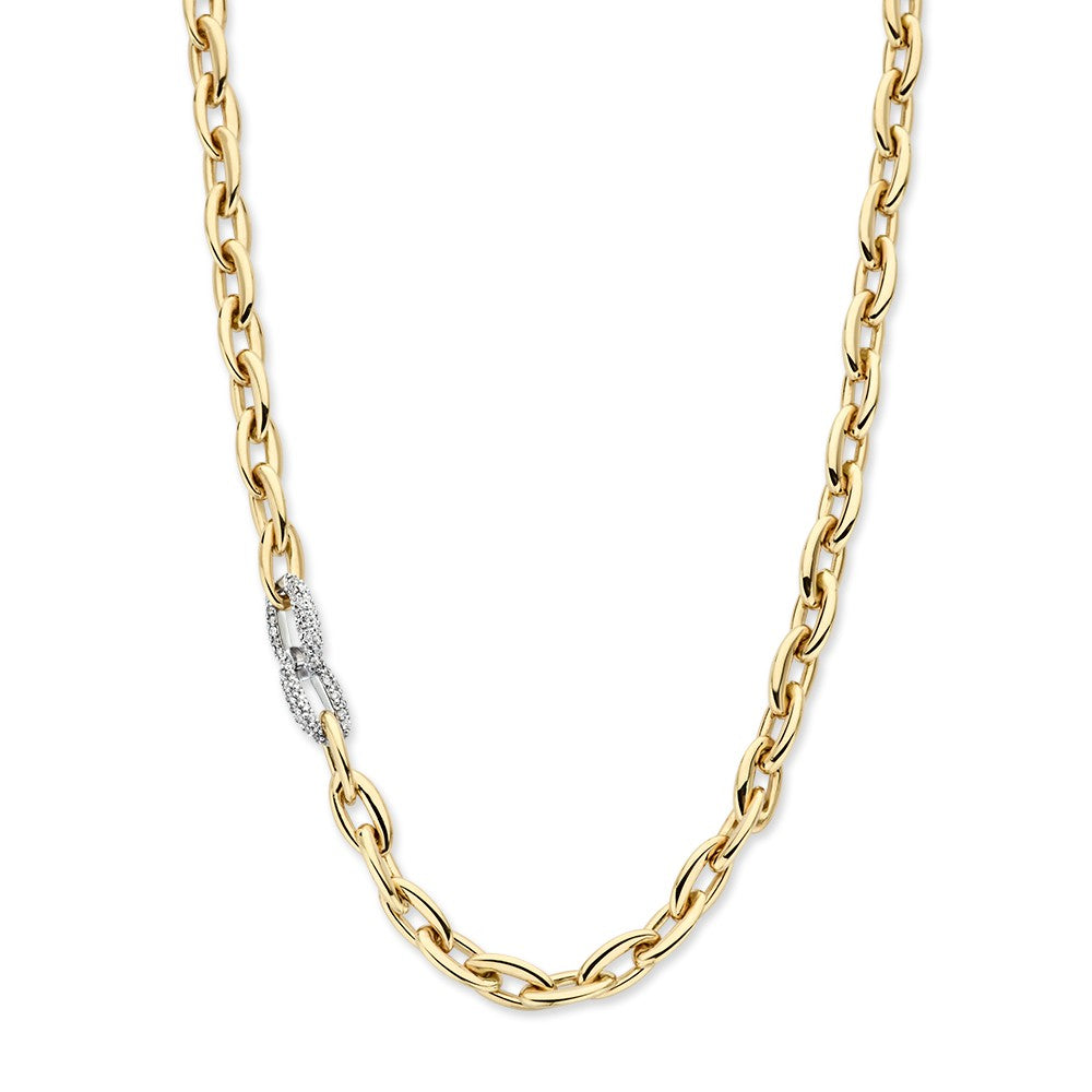 Collier en or jaune avec des maillons, orné de diamants de 0,50 ct.