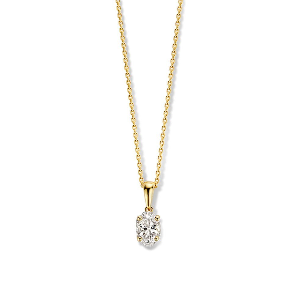 Collier en or jaune avec pendentif en forme de pierre brillante de 0,50 carat.