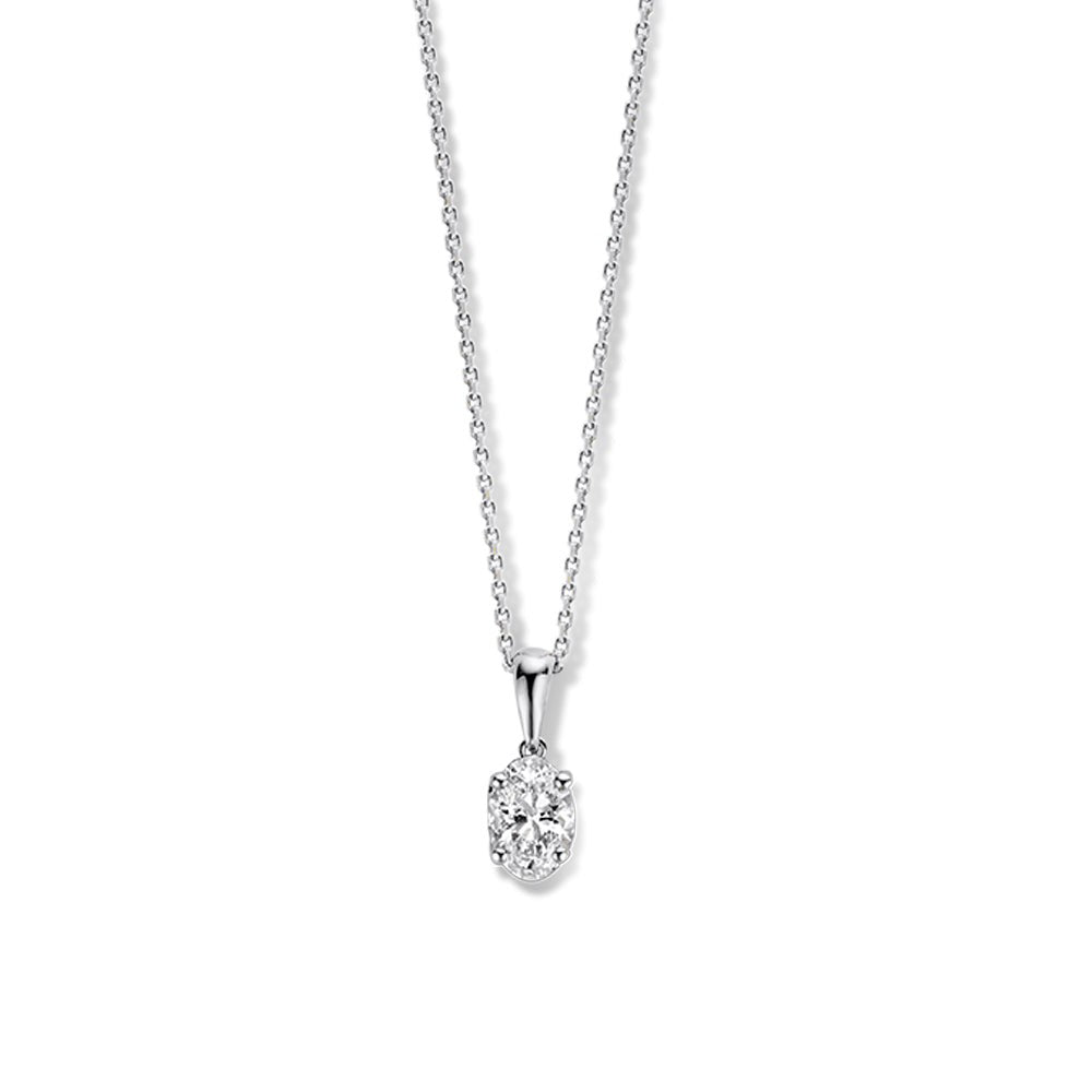 Collier en or blanc avec pendentif en diamant de 0,50 carat.