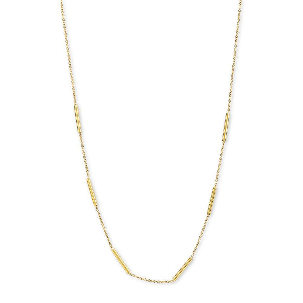 Collier en or jaune 14 carats avec des tubes ronds, longueur de 43 cm.