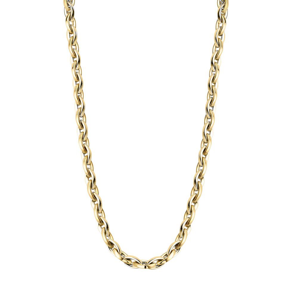 Collier en or jaune 14K avec maillons ovales, design classique et intemporel.