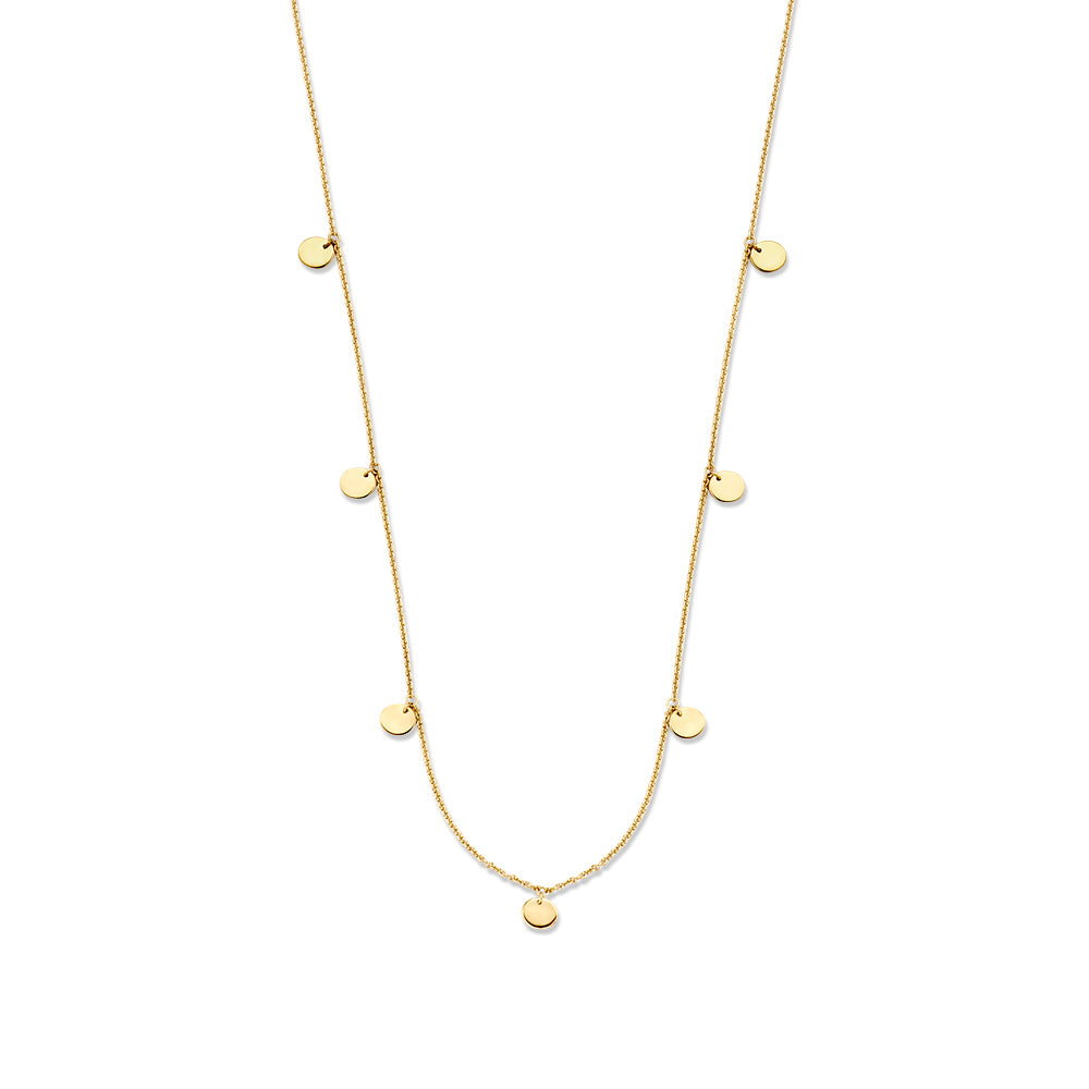 Collier en or jaune avec des pièces, design subtil et intemporel pour femmes.
