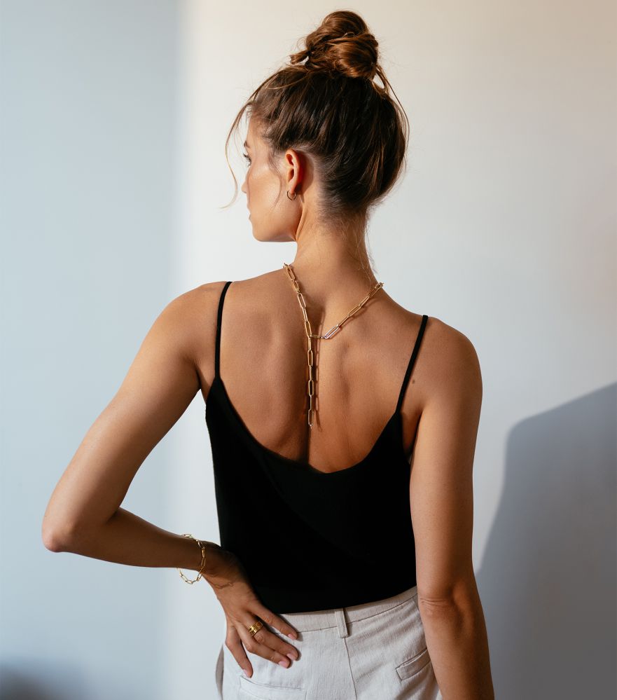 Collier en or jaune 14K avec fermoir mousqueton de luxe – Bijou élégant pour femme