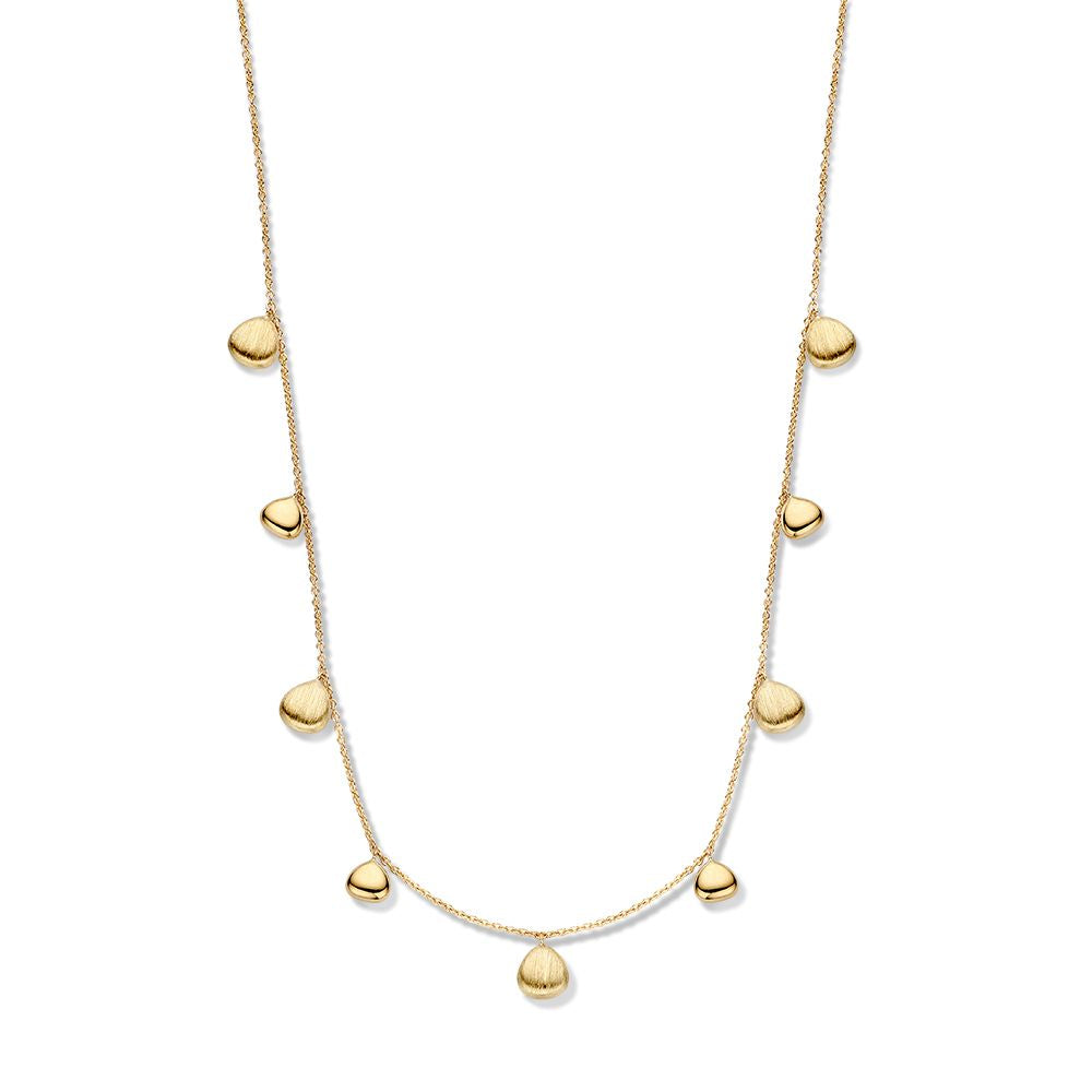 Collier en or jaune avec des éléments ovales, design ludique et élégant pour femmes.