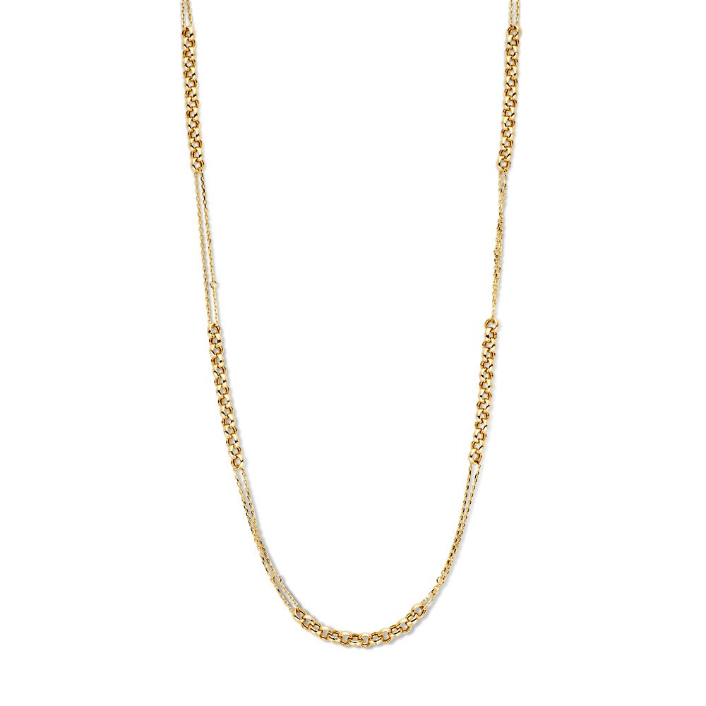 Collier en or jaune avec des maillons ancre et jaseron, un bijou ludique pour femmes.