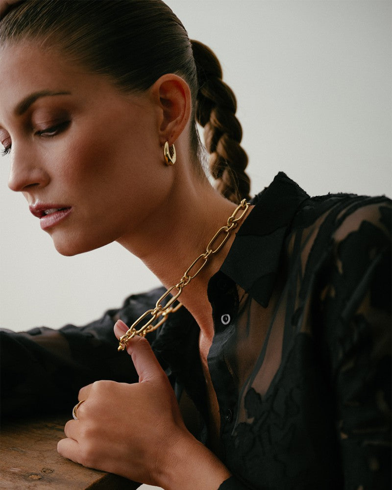 Collier en Or Jaune 14K avec Mailles Grosses – Bijou de Luxe pour Femme