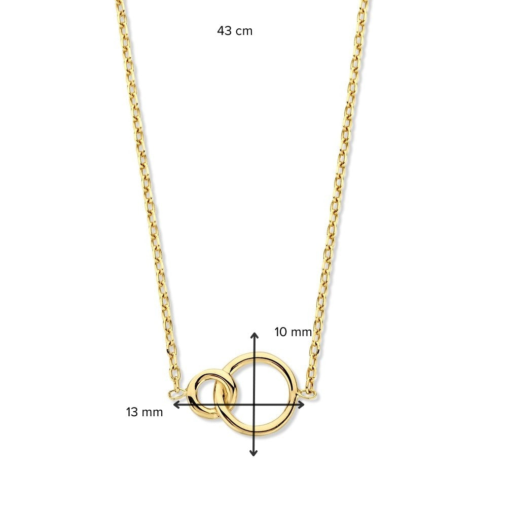 Collier en Or avec Mailles Ancrées Taillées et Cercles Reliés – Élégance 14 Carats pour Femme