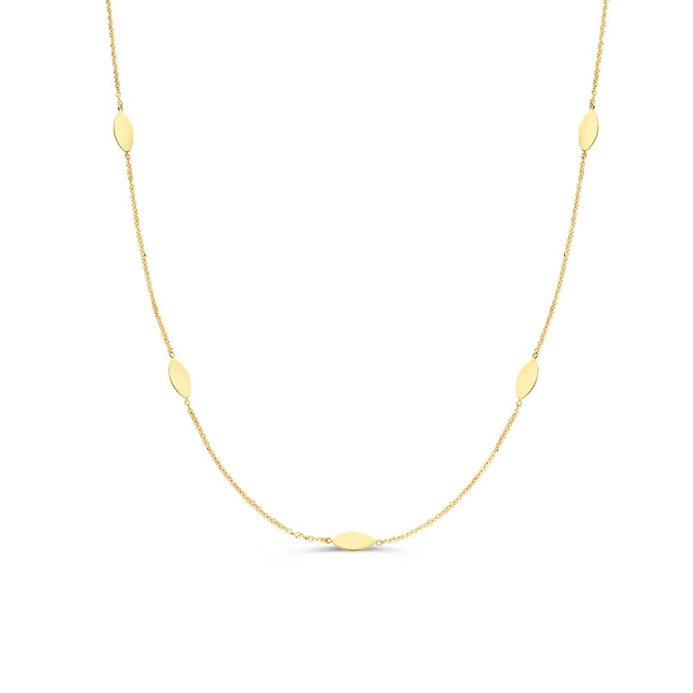 Collier en or jaune avec des éléments ovales en or 14 carats.