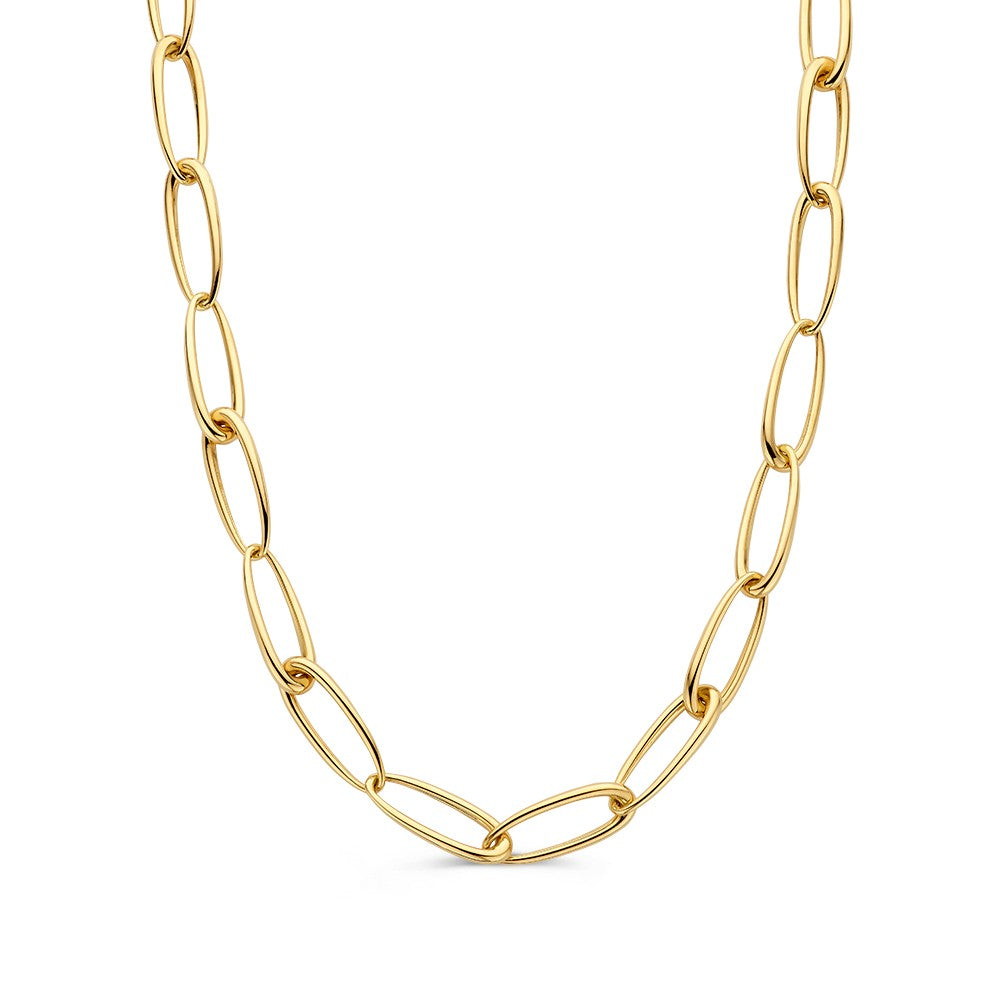 Collier en or jaune avec des maillons asymétriques en or 14 carats.