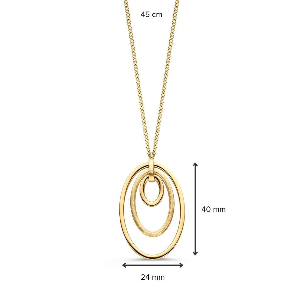 Collier en or jaune avec pendentif remarquable de trois éléments ovales – or 14 carats