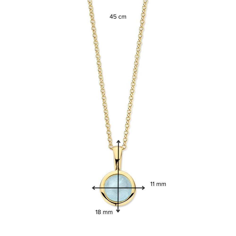 Collier en or jaune avec aigue-marine, 14 carats, 45 cm, 4,2 gr
