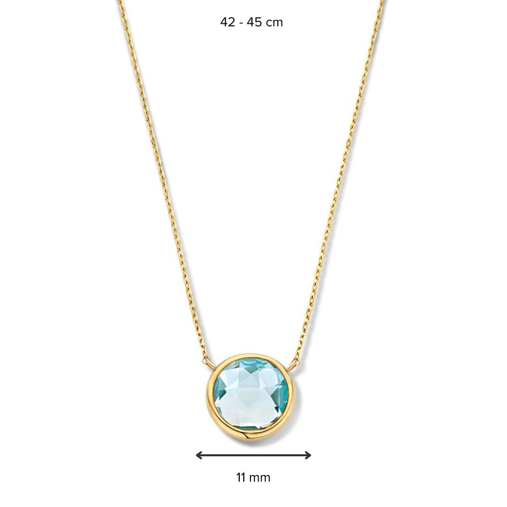 Collier en Or Jaune avec Pendentif en Topaze Bleue Facettée | Or 14 Carats – Van der Kooij