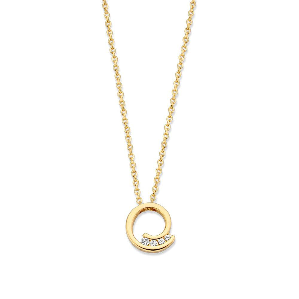 Collier en or jaune avec pendentif orné de diamants.