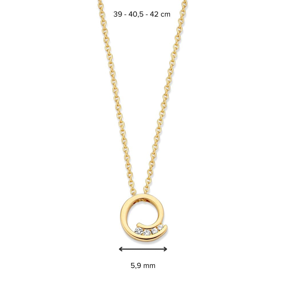 Collier en or jaune avec pendentif en diamant - bijou de luxe 14 carats