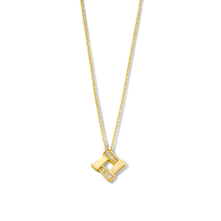 Geelgouden Collier met Diamanten Hanger - 14 Karaat Elegantie