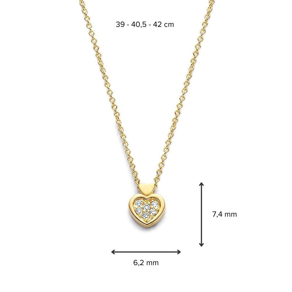 Collier en Or Jaune avec Pendentif en Diamant en Forme de Coeur - 14 Carats