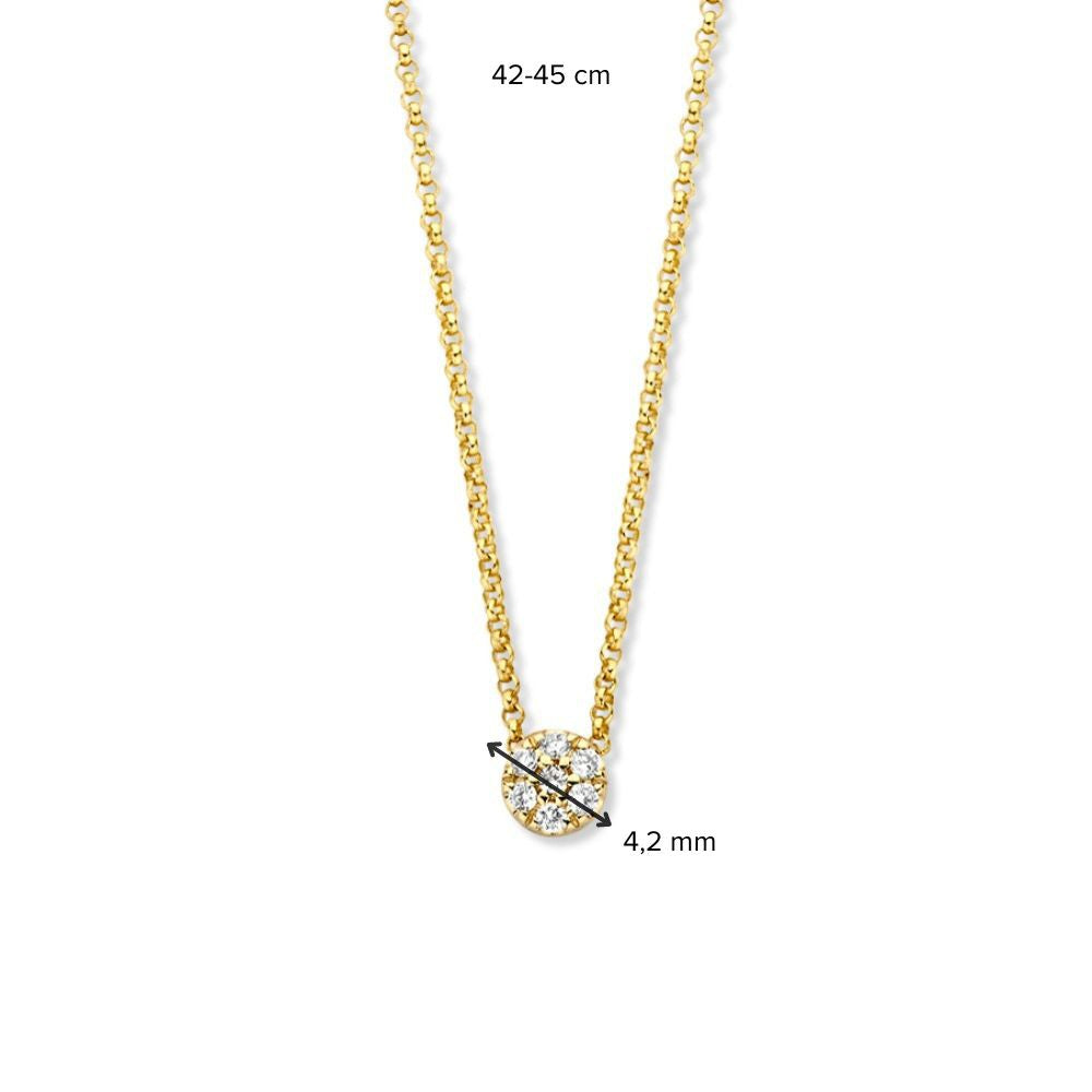 Collier en Or Jaune avec Élément Fins et Diamant, 14 Carats, 0.06 crt, 42-45 cm