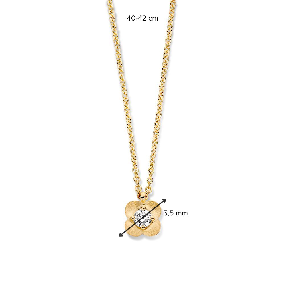 Collier en or jaune avec pendentif en diamant en forme de fleur - 14 carats