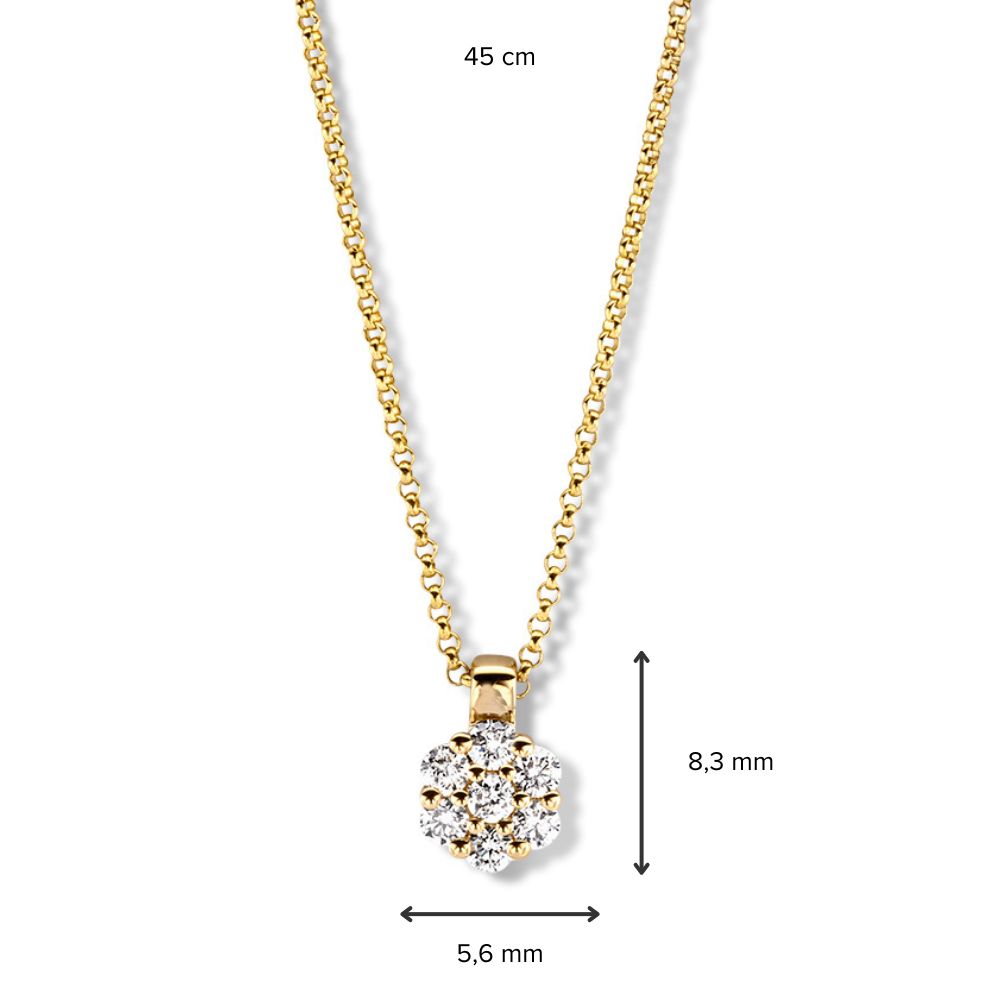 Collier en Or Jaune avec Pendentif en Diamant en Sertissage Entourage - 14 Carats
