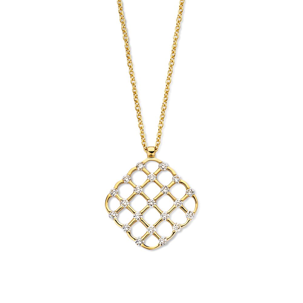 Geelgouden Collier met Diamanten Hanger – 14 karaat Goud & 0,22 crt