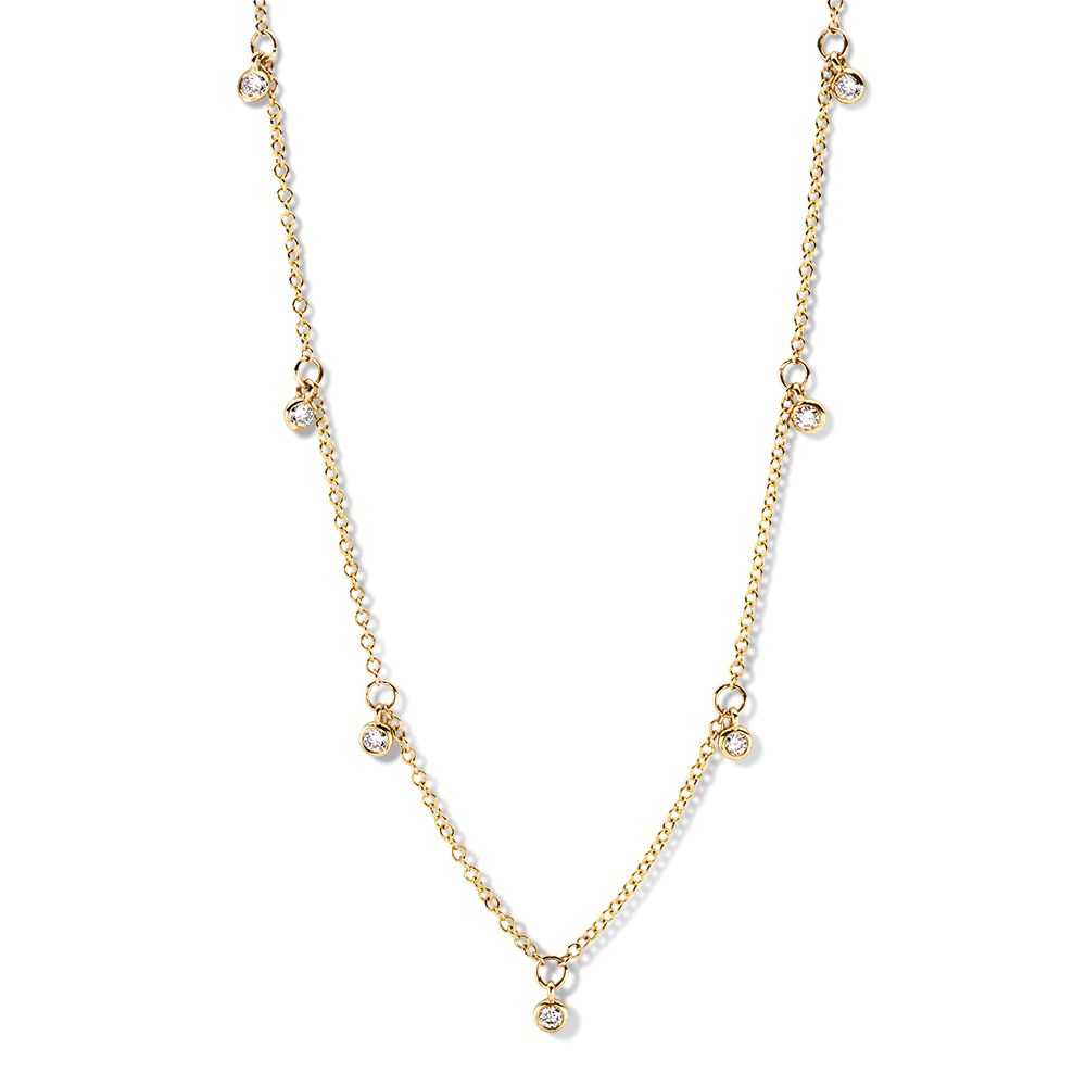Collier en or jaune 14 carats avec cinq diamants dansants de 0,25 crt.
