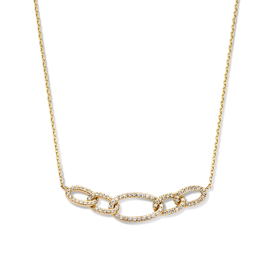 Collier en or jaune avec cinq maillons en diamants, 14 carats et 0,36 crt.