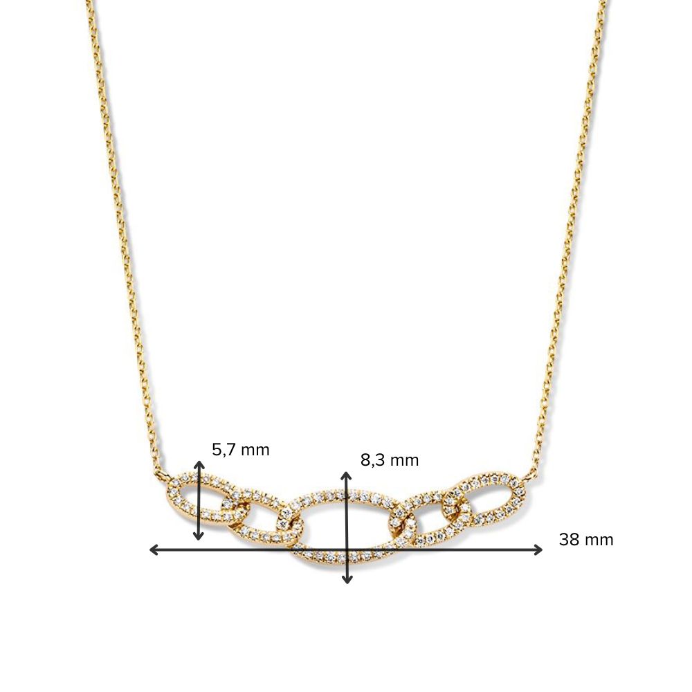 Collier en Or Jaune avec Cinq Mailles en Diamant – Or 14 Carats & 0,36 crt