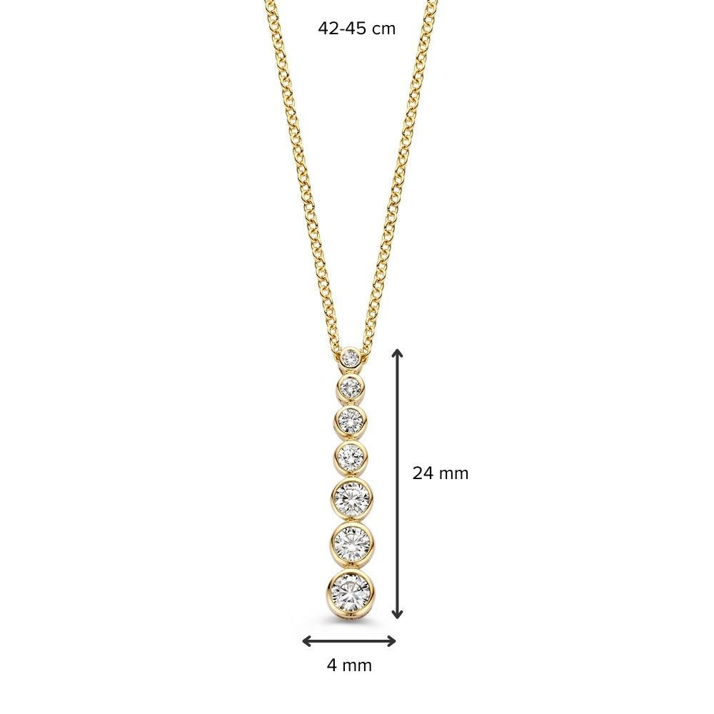 Collier en Or Jaune avec Diamants en Taille Ascendante – Or 14 Carats & 0,50 crt