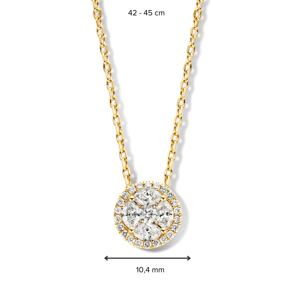 Collier de Luxe en Or Jaune avec Diamants Marquise & Brillants – Or 14 Carats & 0,79 crt