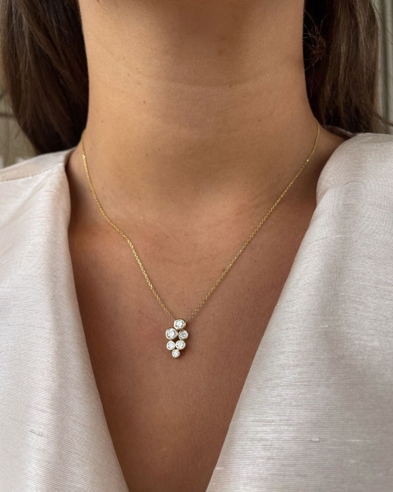 Collier en or jaune 14k avec pendentif en diamant de 0,81 ct de la collection 'Bubbles'