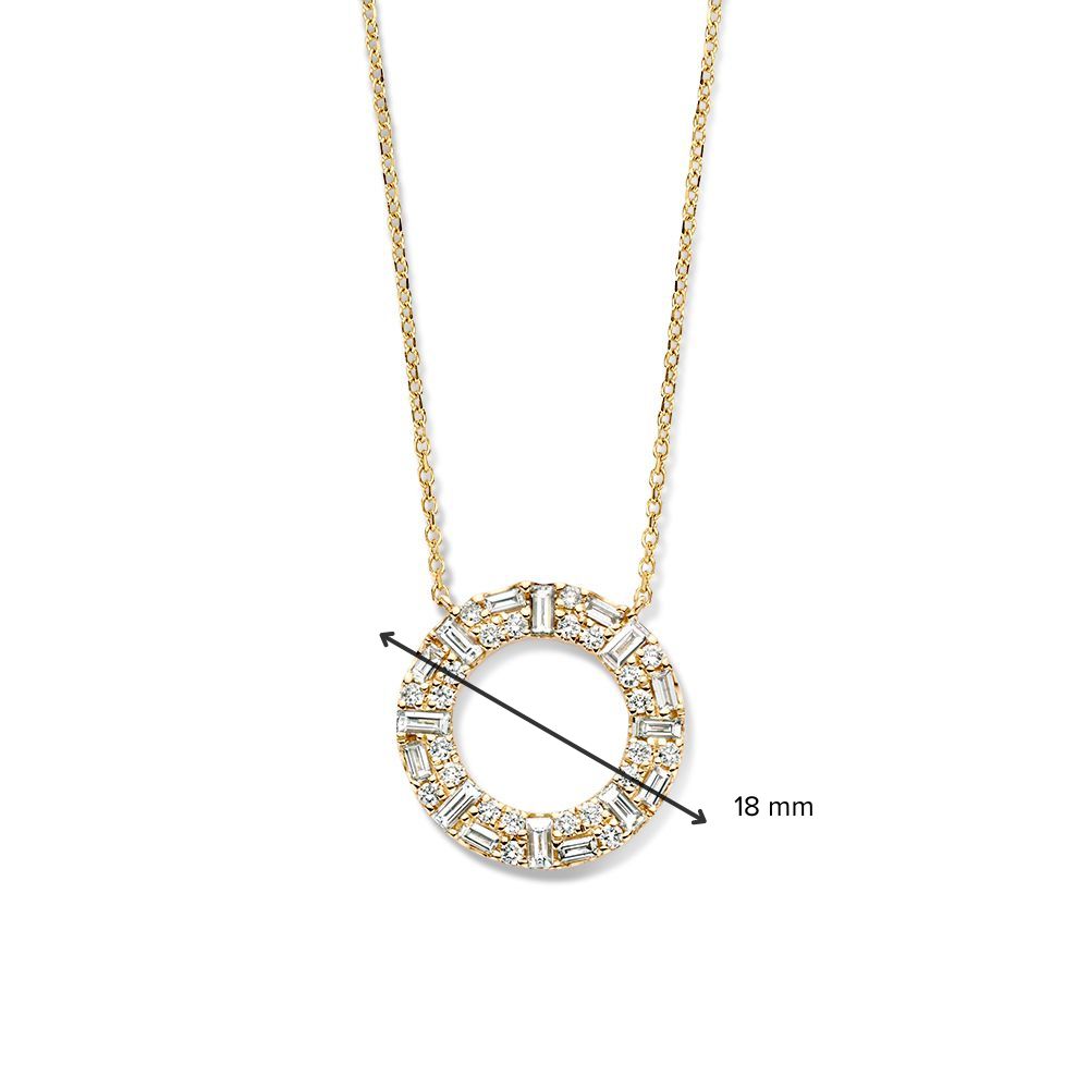 Collier en Or Jaune avec Pendentif Ouvert & Diamants – Or 14 Carats & 0,98 crt