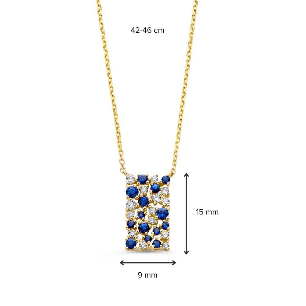 Collier en Or Jaune avec Saphir et Diamants – Or 14 Carats & 0,21 crt Diamant