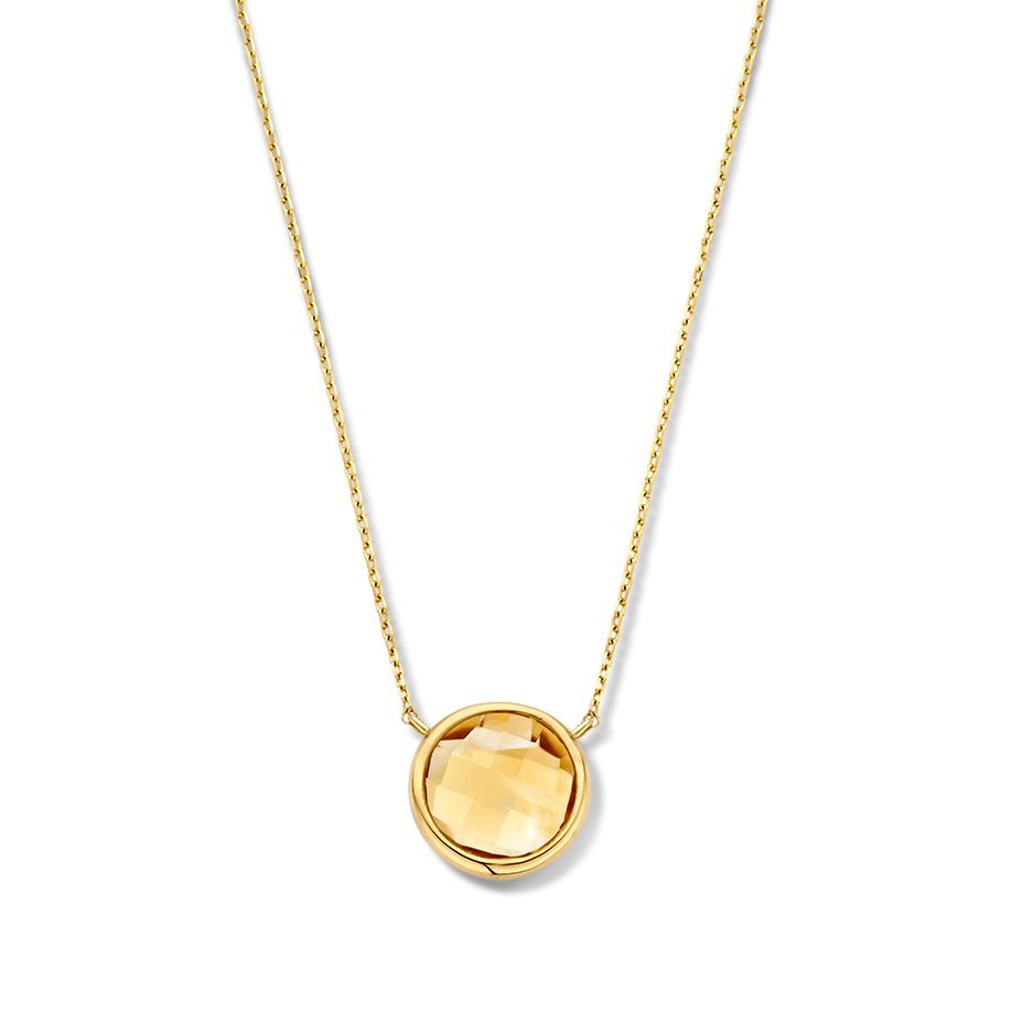 Collier en or jaune avec pendentif en citrine facettée.
