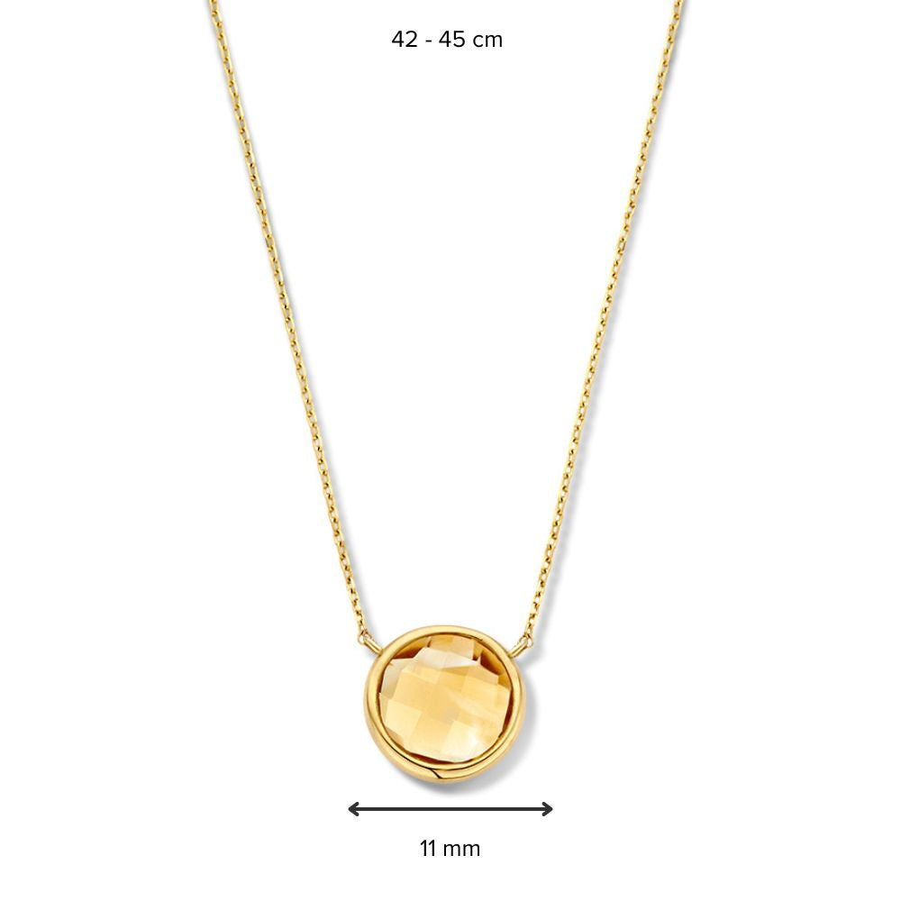 Collier en or jaune avec pendentif en citrine facettée | 14 carats or – Van der Kooij