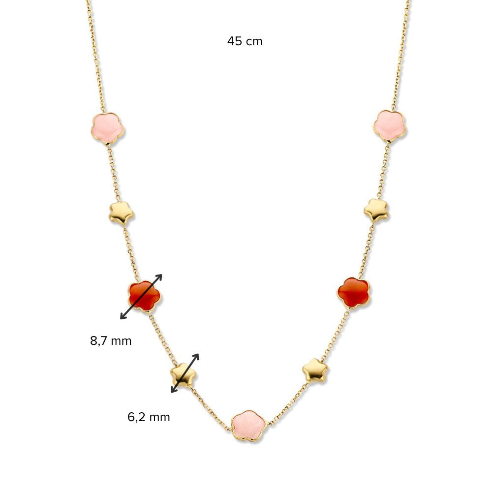 Collier en Or Jaune avec Pierres Précieuses Multicolores en Forme de Fleur – Or 14 Carats