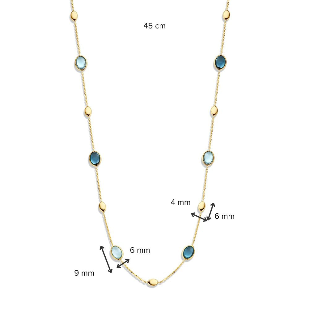Collier en Or Jaune avec Topaze & Topaze London Blue – Or 14 Carats