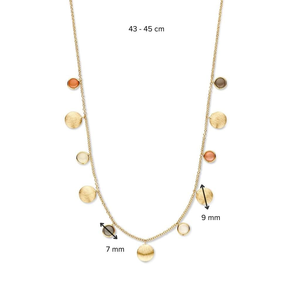 Collier en or jaune avec éléments en or et pierre de lune multicolore – or 14 carats