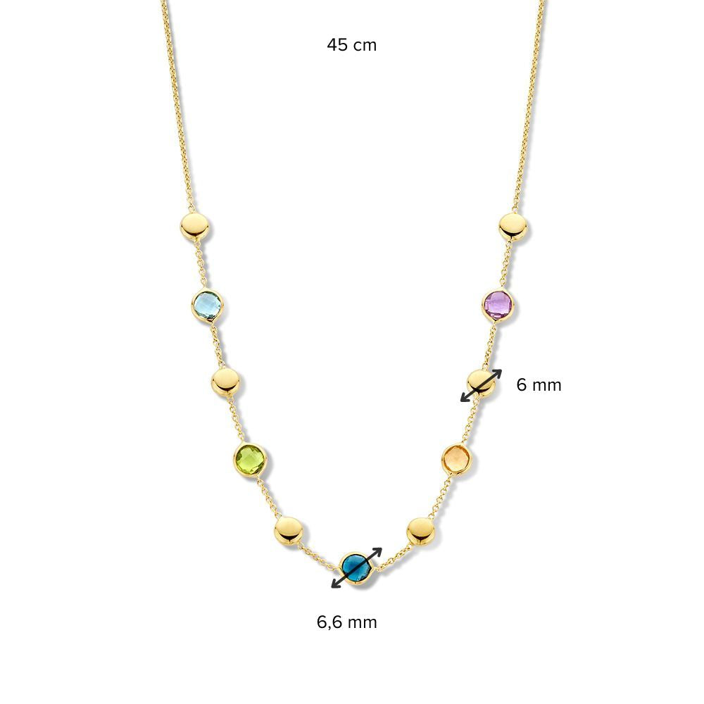 Collier en or jaune avec pierres colorées multicolores et accents en or – or 14 carats
