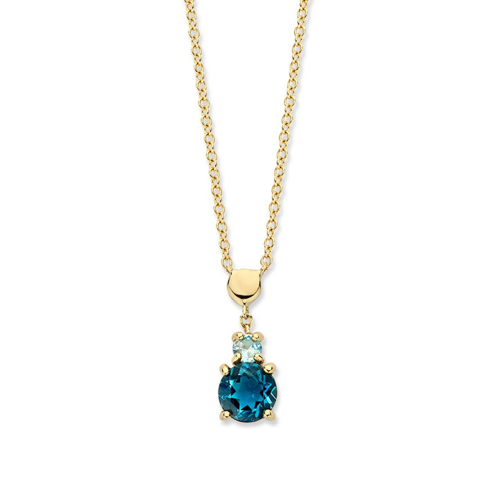 Geelgouden Collier met Topaas & London Blue Topaas – 14 Karaat Goud