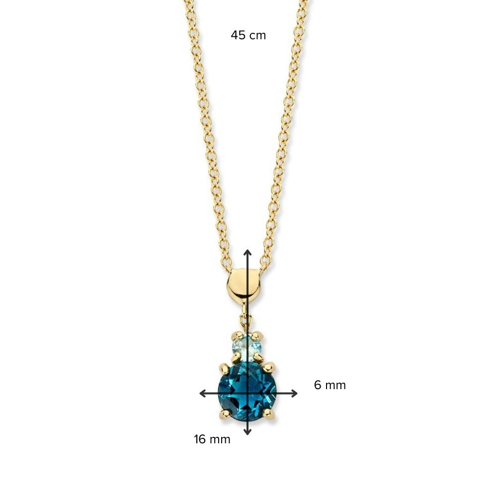 Collier en Or Jaune avec Topaze & Topaze London Blue – Or 14 Carats