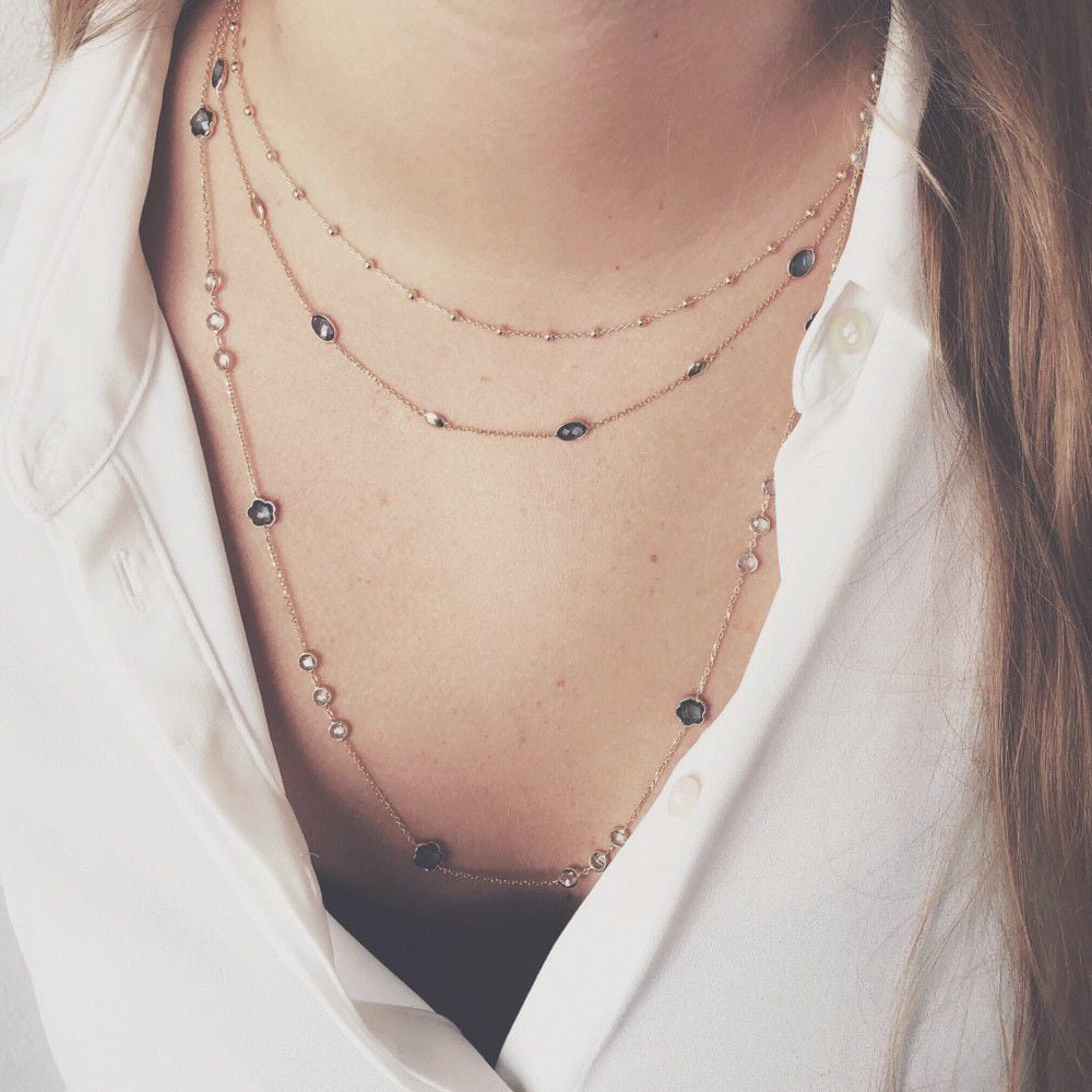 Collier en Or Jaune 14 Carats avec Topaze Bleue – Longueur 45 cm – Livraison Gratuite