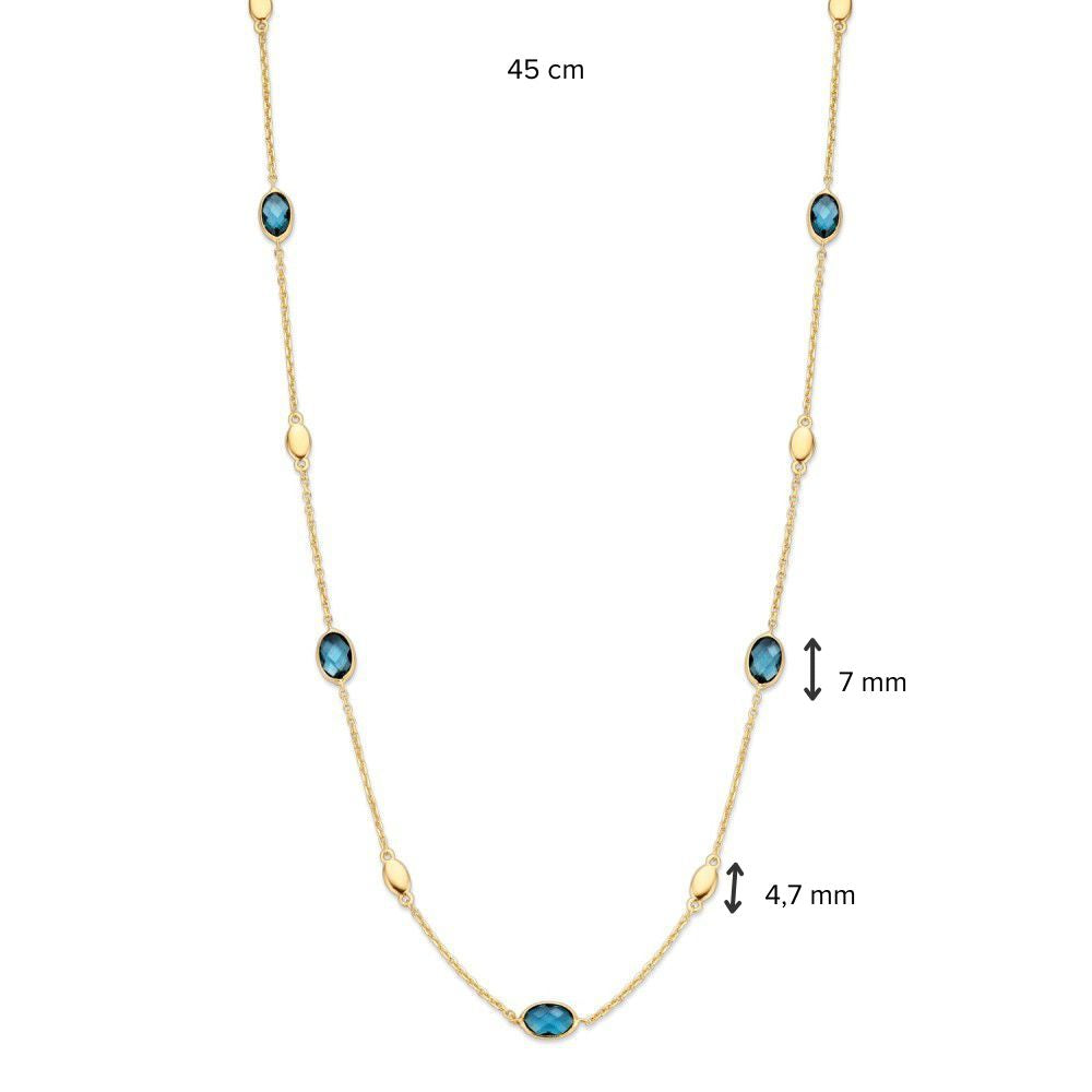 Collier en Or Jaune 14 Carats avec Topaze Bleue – Longueur 45 cm – Livraison Gratuite