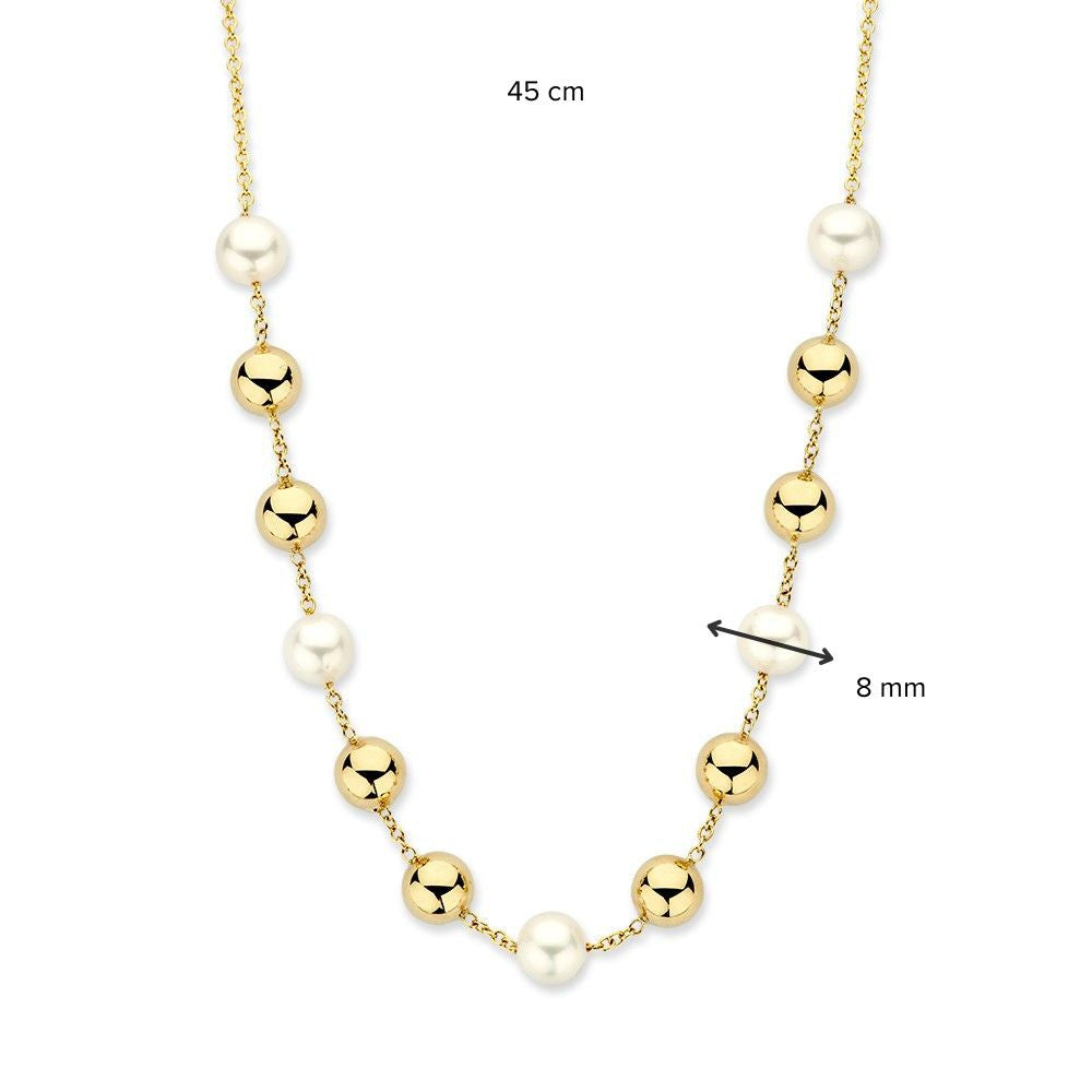Collier en Or Jaune avec Perles et Éléments en Or – Or 14 Carats