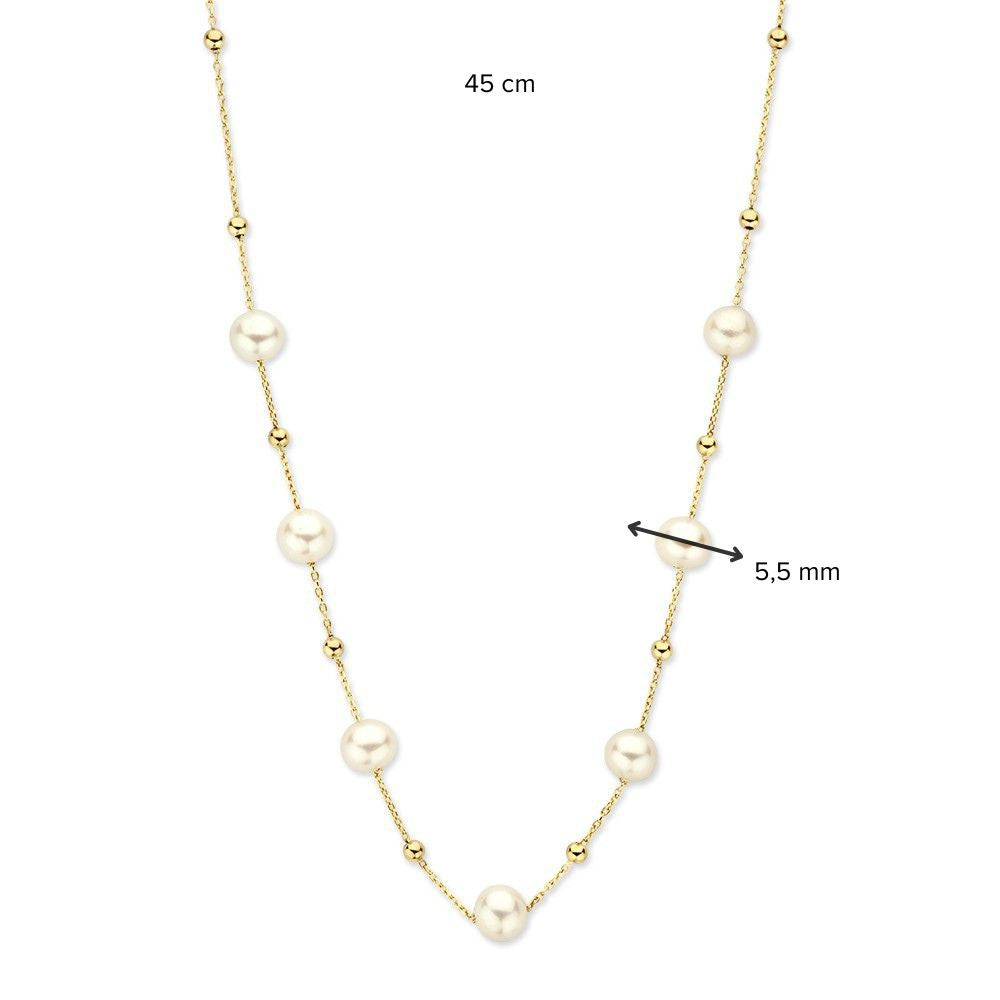 Collier en Or Jaune avec Perles – Or 14 Carats – Intemporel & Élégant