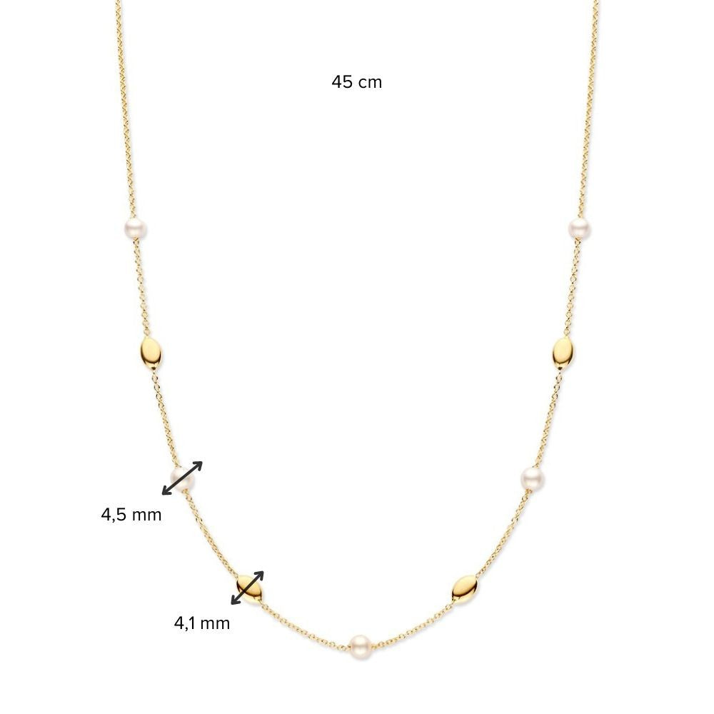 Collier en Or Jaune Raffiné avec Perles et Éléments en Or – Or 14 Carats
